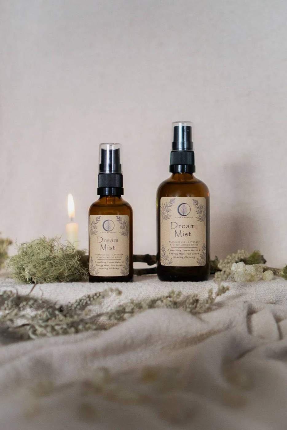 Dream Mist bottles on linen